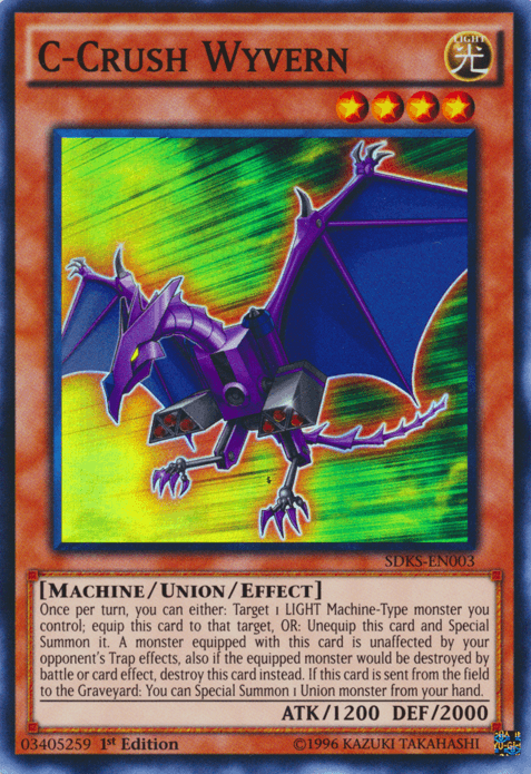 1st Edition, Light, Machine, Structure Deck: Seto Kaiba, Super Rare, Union/Effect Monster, Unlimited C-Crush Wyvern [SDKS-EN003] Super Rare - Trading Card World