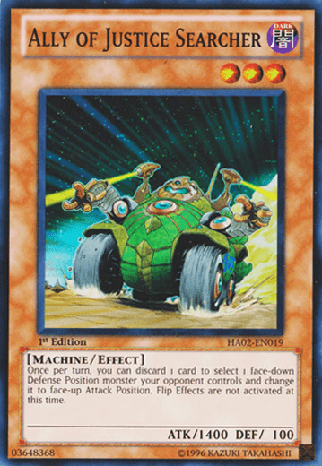 1st Edition, Dark, Effect Monster, Hidden Arsenal 2, Machine, Super Rare, Unlimited Ally of Justice Searcher [HA02-EN019] Super Rare - Trading Card World