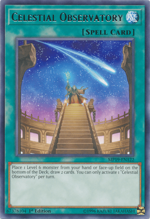 1st Edition, 2019 Gold Sarcophagus Tin Mega Pack, Normal Spell, Rare, Spell, Unlimited Celestial Observatory [MP19-EN122] Rare - Trading Card World