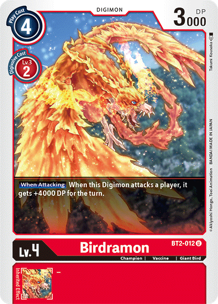 BT2-012, Champion, Digimon, Giant Bird, Red, Release Special Booster Ver.1.5, Uncommon, Vaccine Birdramon [BT2-012] [Release Special Booster Ver.1.5] - Trading Card World
