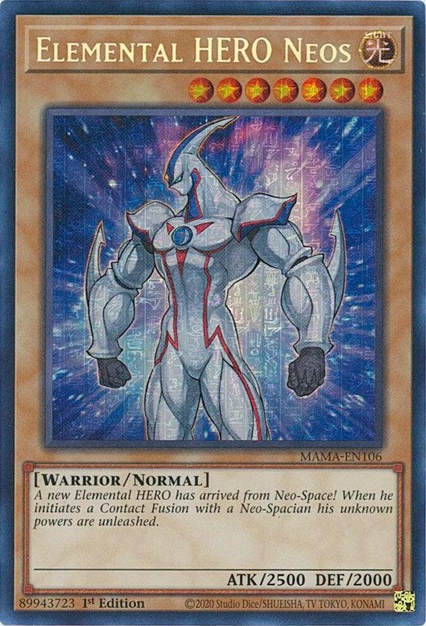 1st Edition, Light, Magnificent Mavens, Normal Monster, Secret Pharaoh's Rare, Warrior Elemental HERO Neos [MAMA-EN106] Secret Pharaoh's Rare - Trading Card World