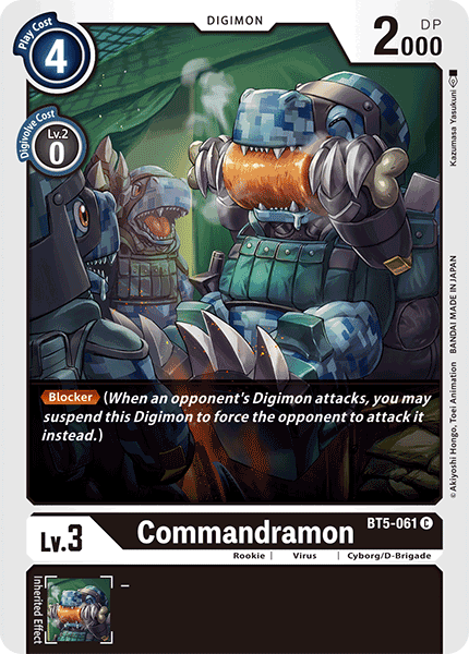 Battle of Omni, Black, BT5-061, Common, Cyborg/D-Brigade, Digimon, Rookie, Virus Commandramon [BT5-061] [Battle of Omni] - Trading Card World