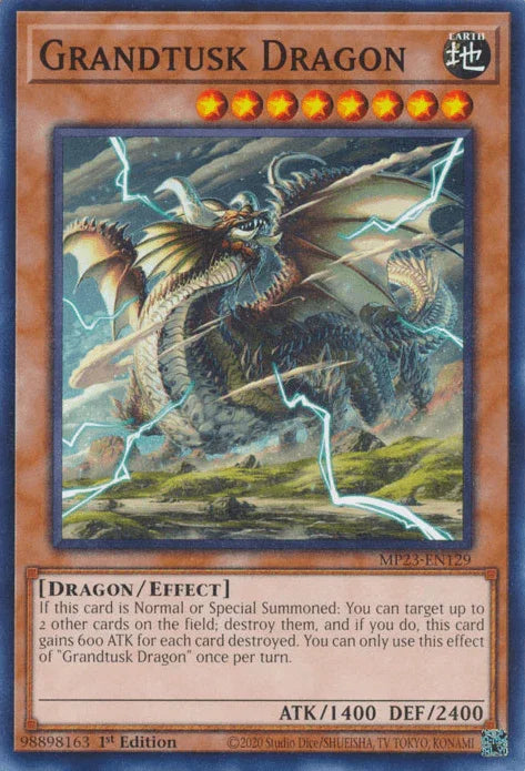 1st Edition, Common, Dragon, Dueling Heroes Collectors Tin - Mega Pack (25th Anniversary Edition), Earth, Effect Monster Grandtusk Dragon [MP23-EN129] Common - Trading Card World