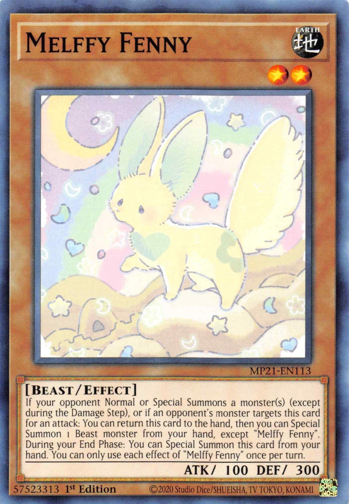 1st Edition, 2021 Tin of Ancient Battles, Beast, Common, Earth, Effect Monster Melffy Fenny [MP21-EN113] Common - Trading Card World