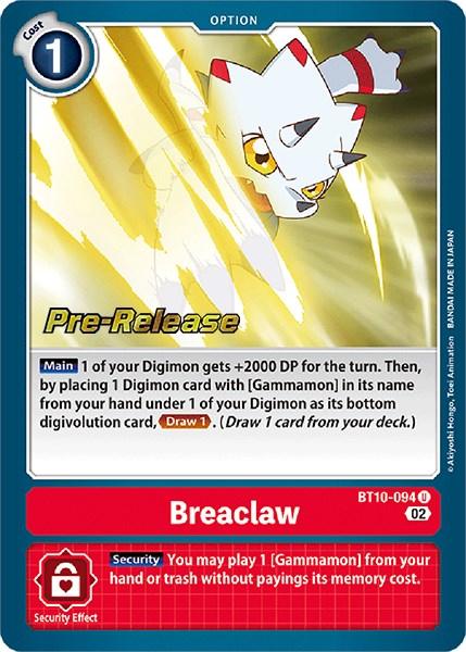 BT10-094, Option, Red, Uncommon, Xros Encounter Pre-Release Cards Breaclaw [BT10-094] [Xros Encounter Pre-Release Cards] - Trading Card World