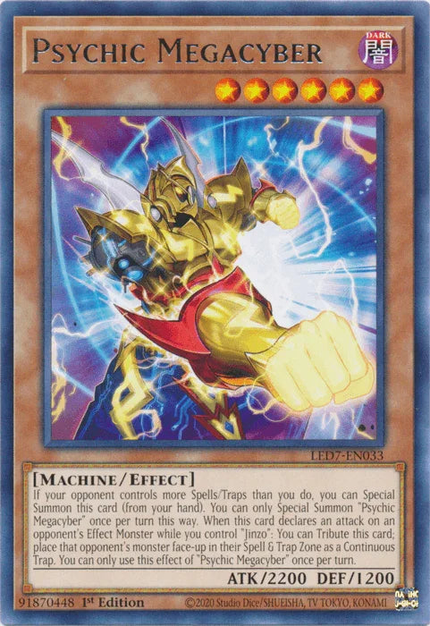1st Edition, Dark, Effect Monster, Legendary Duelists: Rage of Ra, Machine, Rare, Unlimited Psychic Megacyber [LED7-EN033] Rare - Trading Card World