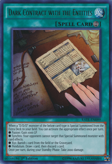 1st Edition, Continuous Spell, Raging Tempest, Spell, Ultra Rare, Unlimited Dark Contract with the Entities [RATE-EN099] Ultra Rare - Trading Card World