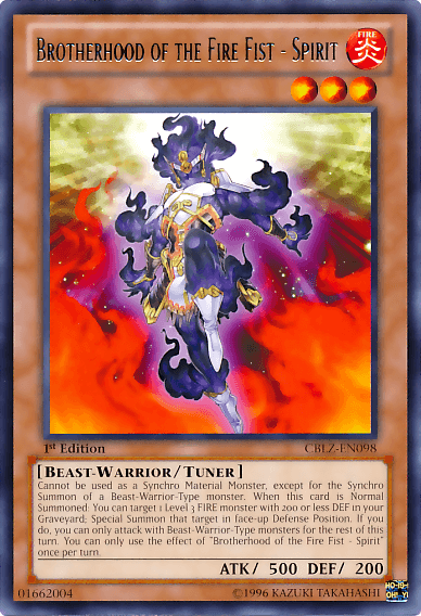 1st Edition, Beast-Warrior, Cosmo Blazer, Fire, Rare, Tuner Monster, Unlimited Brotherhood of the Fire Fist - Spirit [CBLZ-EN098] Rare - Trading Card World