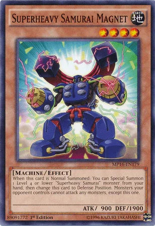 1st Edition, 2016 Mega-Tins Mega Pack, Common, Earth, Effect Monster, Machine, Unlimited Superheavy Samurai Magnet [MP16-EN179] Common - Trading Card World