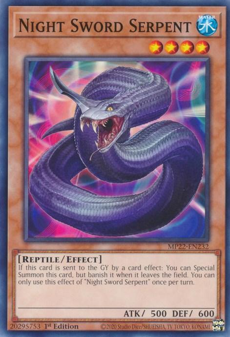 1st Edition, 2022 Tin of the Pharaoh's Gods, Common, Effect Monster, Reptile, Water Night Sword Serpent [MP22-EN232] Common - Trading Card World