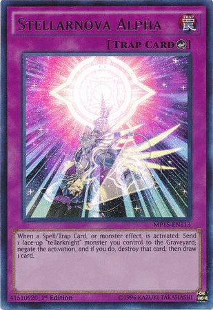 1st Edition, 2015 Mega-Tins Mega Pack, Counter Trap, Trap, Ultra Rare Stellarnova Alpha [MP15-EN113] Ultra Rare - Trading Card World