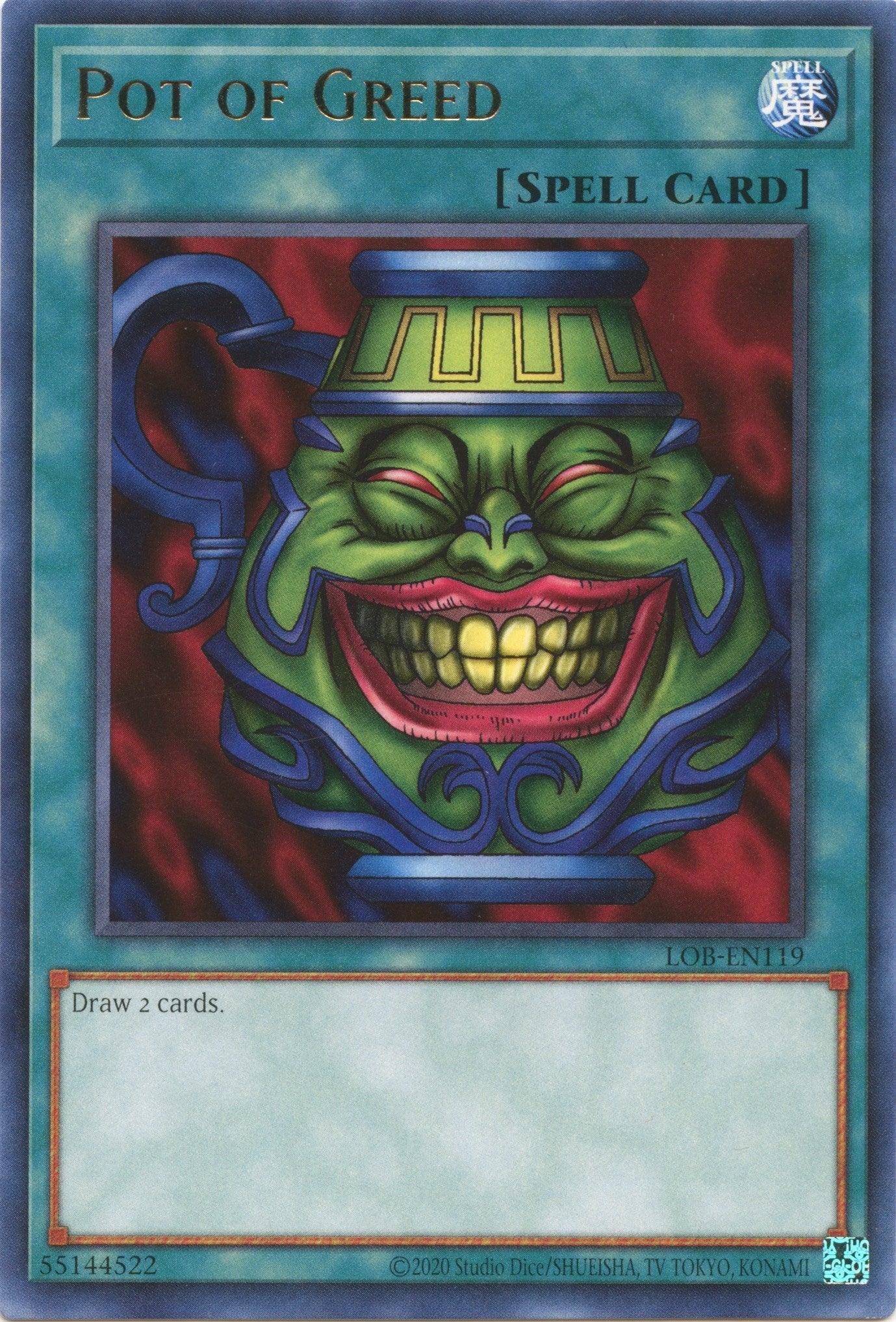 Legend of Blue Eyes White Dragon (25th Anniversary Edition), Normal Spell, Rare, Spell, Unlimited Pot of Greed (25th Anniversary) [LOB-EN119] Rare - Trading Card World