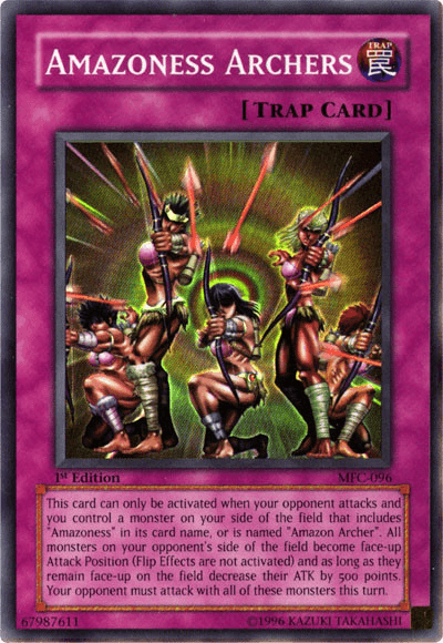 1st Edition, Magician's Force, Normal Trap, Super Rare, Trap, Unlimited Amazoness Archers [MFC-096] Super Rare - Trading Card World
