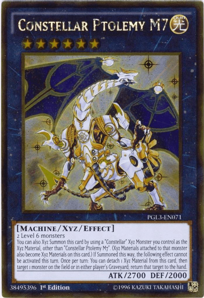 1st Edition, Gold Rare, Light, Machine, Premium Gold: Infinite Gold, Xyz/Effect Monster Constellar Ptolemy M7 [PGL3-EN071] Gold Rare - Trading Card World
