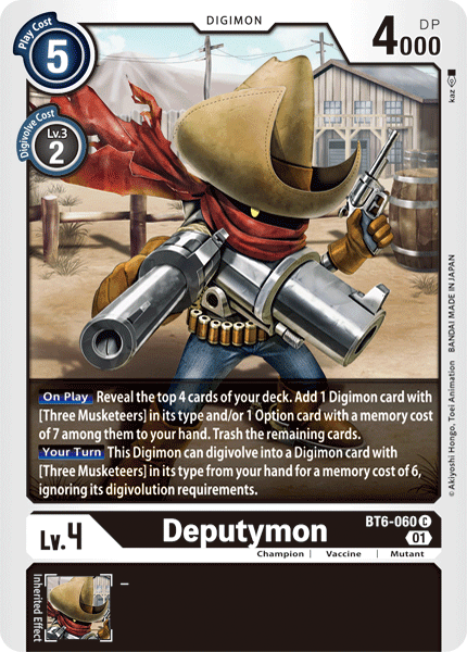 Black, BT6-060, Champion, Common, Digimon, Double Diamond, Mutant, Vaccine Deputymon [BT6-060] [Double Diamond] - Trading Card World
