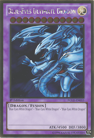 1st Edition, Dragon, Fusion Monster, Gold Rare, Light, Premium Gold, Unlimited Blue-Eyes Ultimate Dragon [PGLD-EN055] Gold Rare - Trading Card World