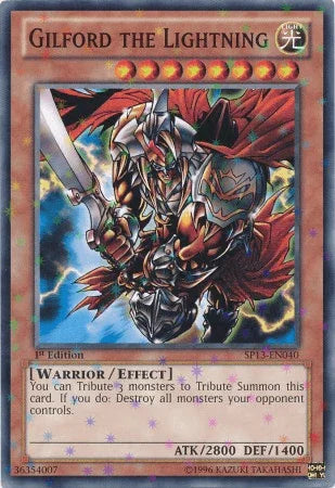 1st Edition, Effect Monster, Light, Star Pack 2013, Starfoil Rare, Unlimited, Warrior Gilford the Lightning [SP13-EN040] Starfoil Rare - Trading Card World
