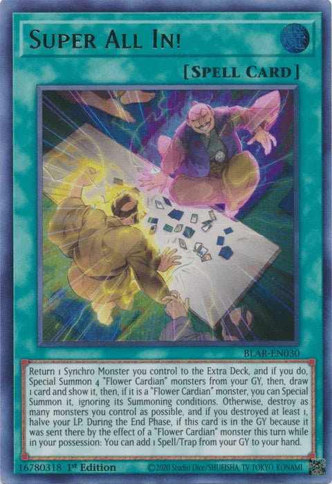 1st Edition, Battles of Legend: Armageddon, Normal Spell, Spell, Ultra Rare Super All In! [BLAR-EN030] Ultra Rare - Trading Card World