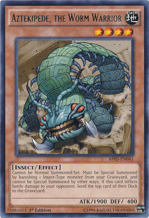1st Edition, Battle Pack 3: Monster League, Earth, Effect Monster, Insect, Rare Aztekipede, the Worm Warrior [BP03-EN041] Rare - Trading Card World