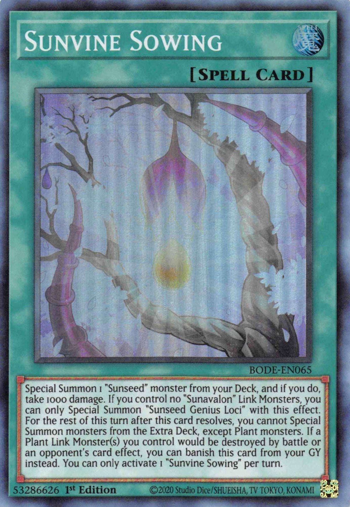 1st Edition, Burst of Destiny, Normal Spell, Spell, Super Rare Sunvine Sowing [BODE-EN065] Super Rare - Trading Card World
