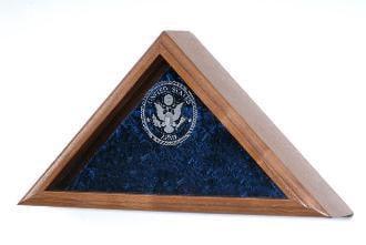 Personalized Flag Case, With Laser Engraved Glass For Large Flag - Mahogany