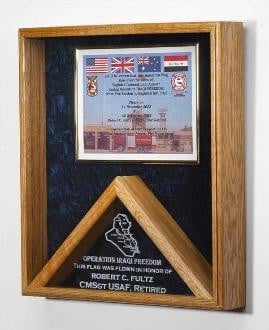 Military Awards and Flag Display Cases With Bleck Felt