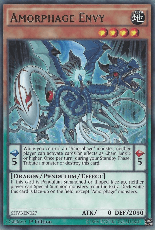 1st Edition, Dragon, Earth, Pendulum/Effect Monster, Rare, Shining Victories, Unlimited Amorphage Envy [SHVI-EN027] Rare - Trading Card World