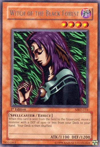 1st Edition, Dark, Effect Monster, Metal Raiders, Rare, Spellcaster, Unlimited Witch of the Black Forest [MRD-116] Rare - Trading Card World
