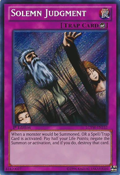 1st Edition, Counter Trap, Legendary Collection 3: Yugi's World, Secret Rare, Trap, Unlimited Solemn Judgment [LCYW-EN152] Secret Rare - Trading Card World