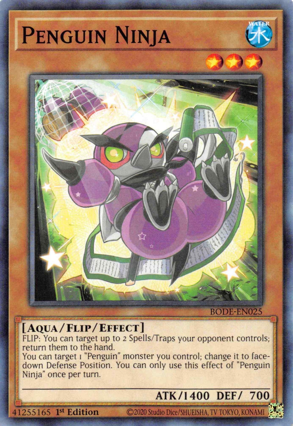 1st Edition, Aqua, Burst of Destiny, Common, Flip monster, Water Penguin Ninja [BODE-EN025] Common - Trading Card World