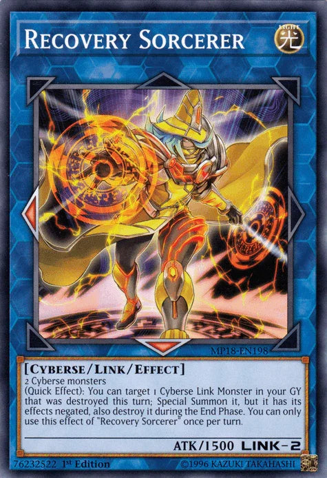 1st Edition, 2018 Mega-Tins Mega Pack, Common, Cyberse, Light, Link/Effect Monster Recovery Sorcerer [MP18-EN198] Common - Trading Card World