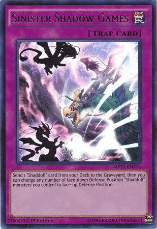 1st Edition, 2015 Mega-Tins Mega Pack, Normal Trap, Trap, Ultra Rare Sinister Shadow Games [MP15-EN114] Ultra Rare - Trading Card World