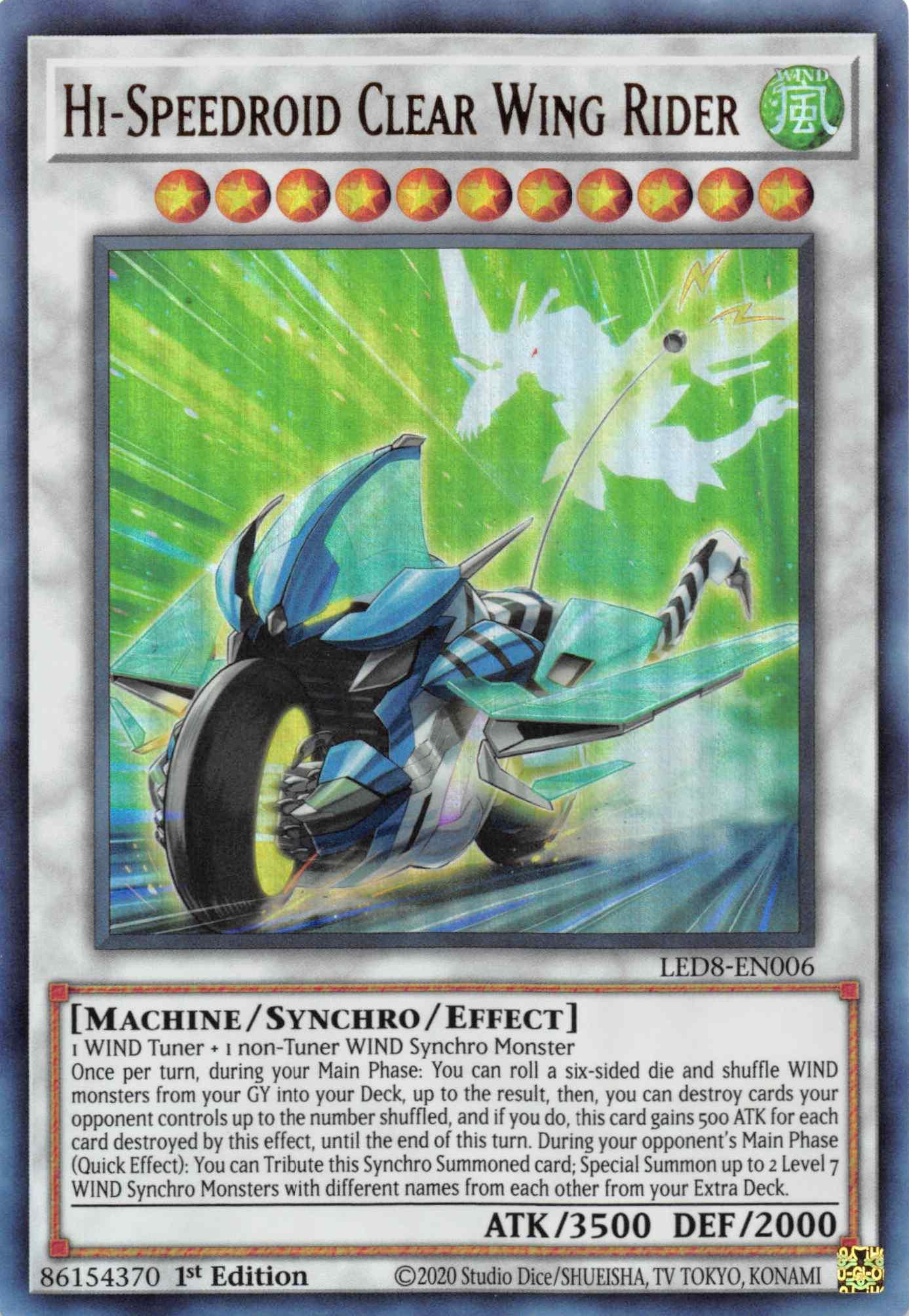 1st Edition, Legendary Duelists: Synchro Storm, Machine, Synchro/Effect Monster, Ultra Rare, Wind Hi-Speedroid Clear Wing Rider [LED8-EN006] Ultra Rare - Trading Card World