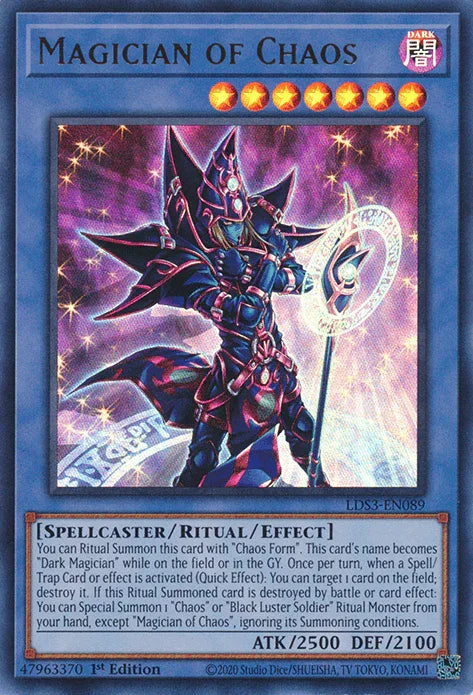 1st Edition, Dark, Legendary Duelists: Season 3, Ritual/Effect Monster, Spellcaster, Ultra Rare Magician of Chaos [LDS3-EN089] Ultra Rare - Trading Card World