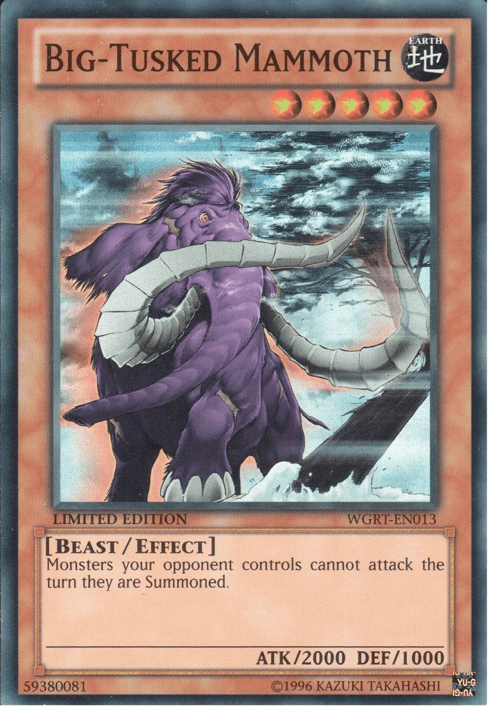 Battle Pack 2: War of the Giants Reinforcements, Earth, Effect Monster, Limited, Super Rare Big-Tusked Mammoth [WGRT-EN013] Super Rare - Trading Card World