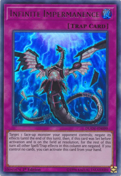 1st Edition, Duel Overload, Normal Trap, Trap, Ultra Rare Infinite Impermanence [DUOV-EN099] Ultra Rare - Trading Card World