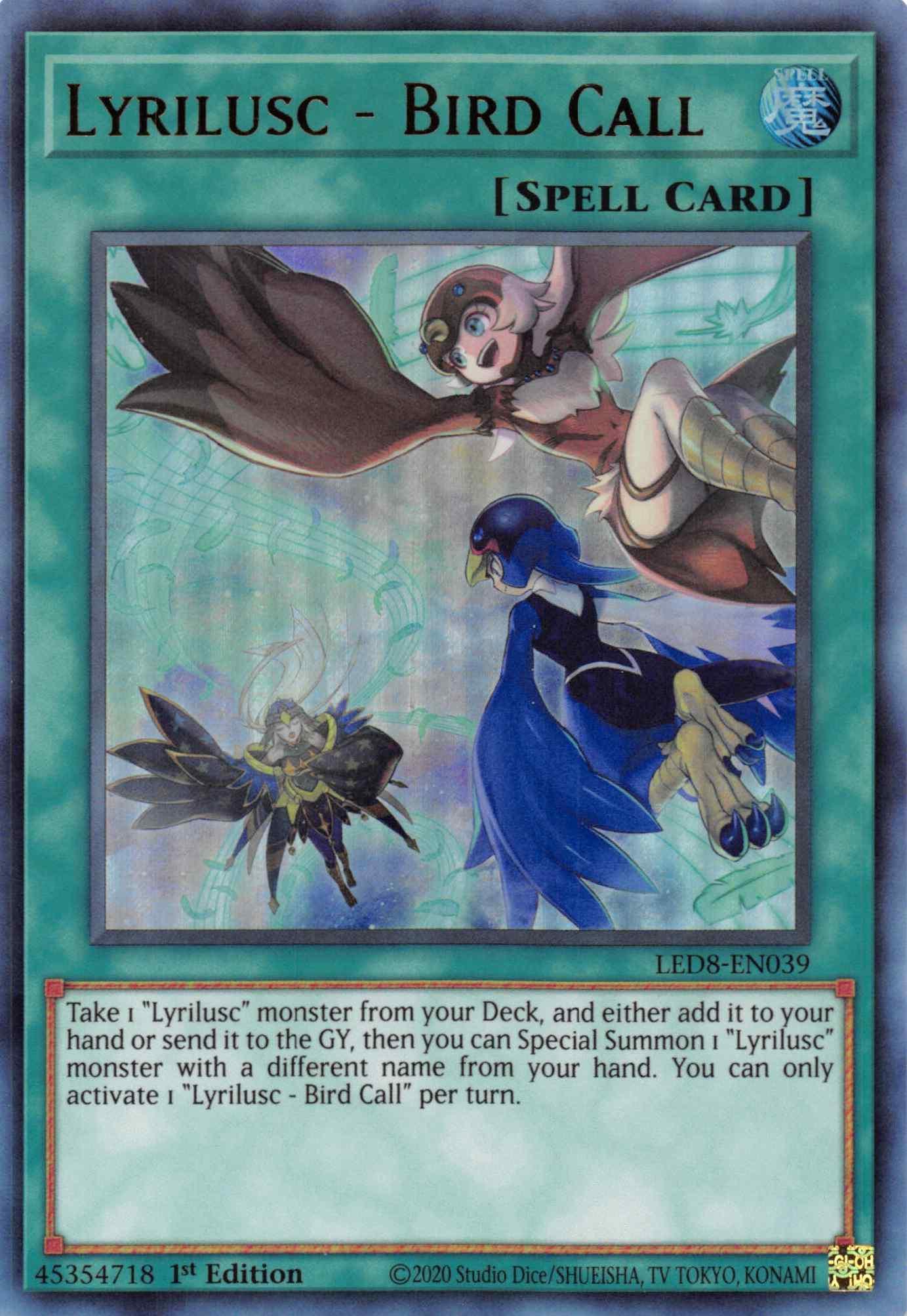1st Edition, Legendary Duelists: Synchro Storm, Normal Spell, Spell, Ultra Rare Lyrilusc - Bird Call [LED8-EN039] Ultra Rare - Trading Card World