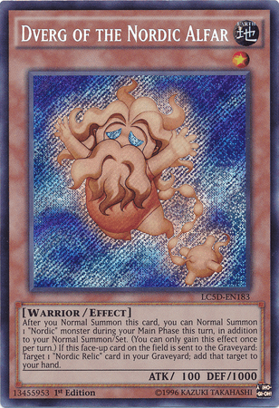 1st Edition, Earth, Effect Monster, Legendary Collection 5D's, Secret Rare, Warrior Dverg of the Nordic Alfar [LC5D-EN183] Secret Rare - Trading Card World