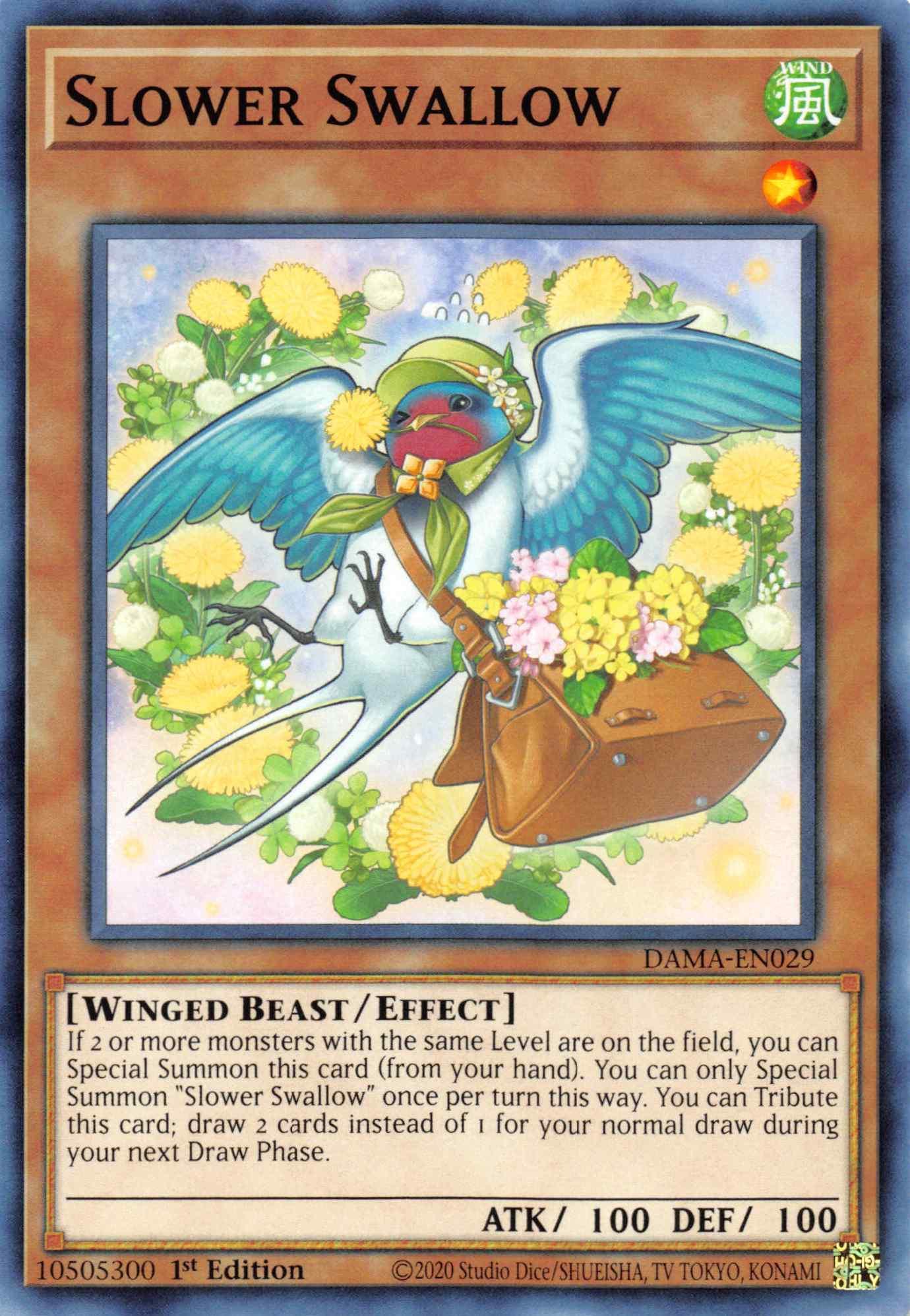 1st Edition, Common, Dawn of Majesty, Effect Monster, Wind, Winged Beast Slower Swallow [DAMA-EN029] Common - Trading Card World