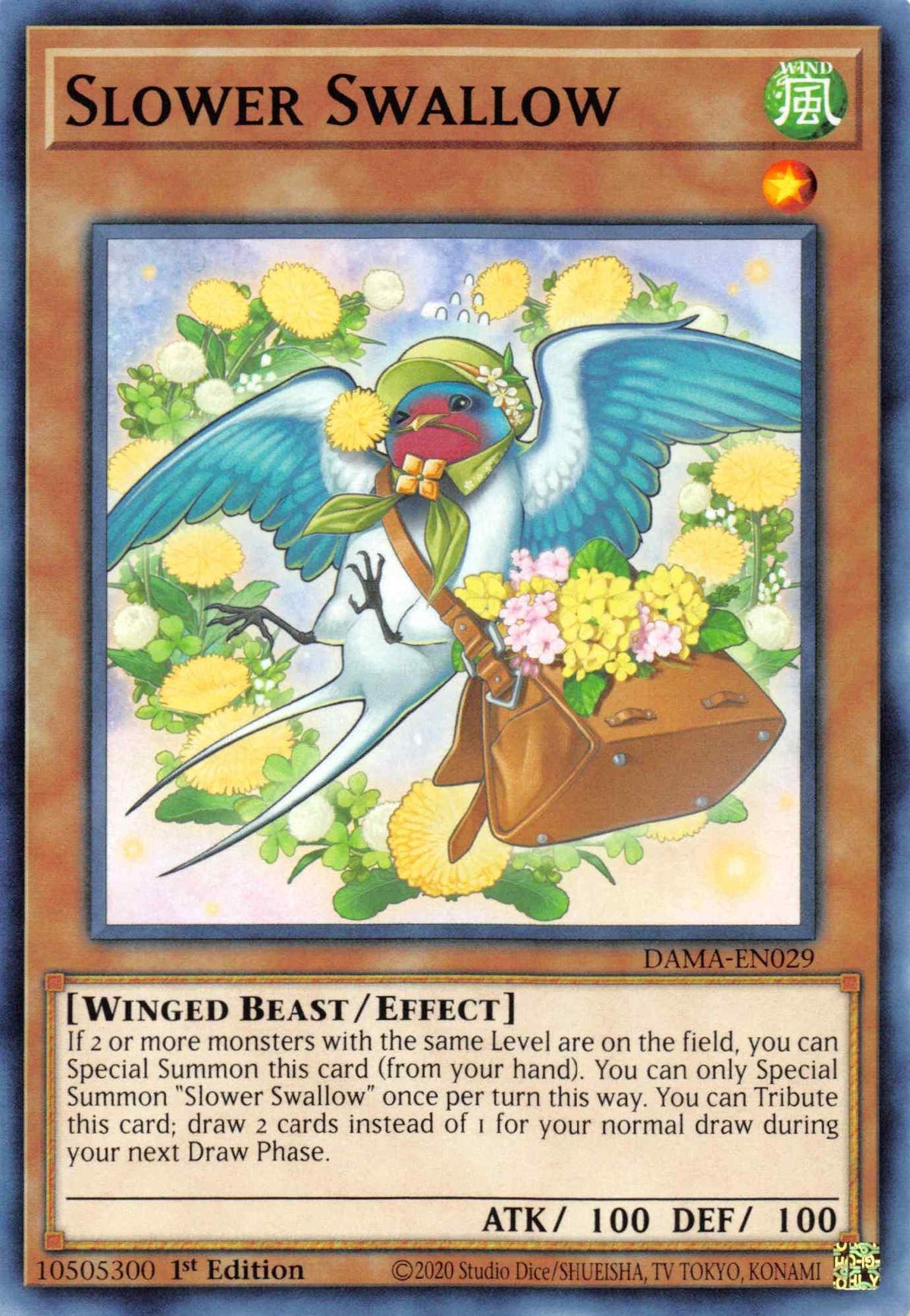 1st Edition, Common, Dawn of Majesty, Effect Monster, Wind, Winged Beast Slower Swallow [DAMA-EN029] Common - Trading Card World
