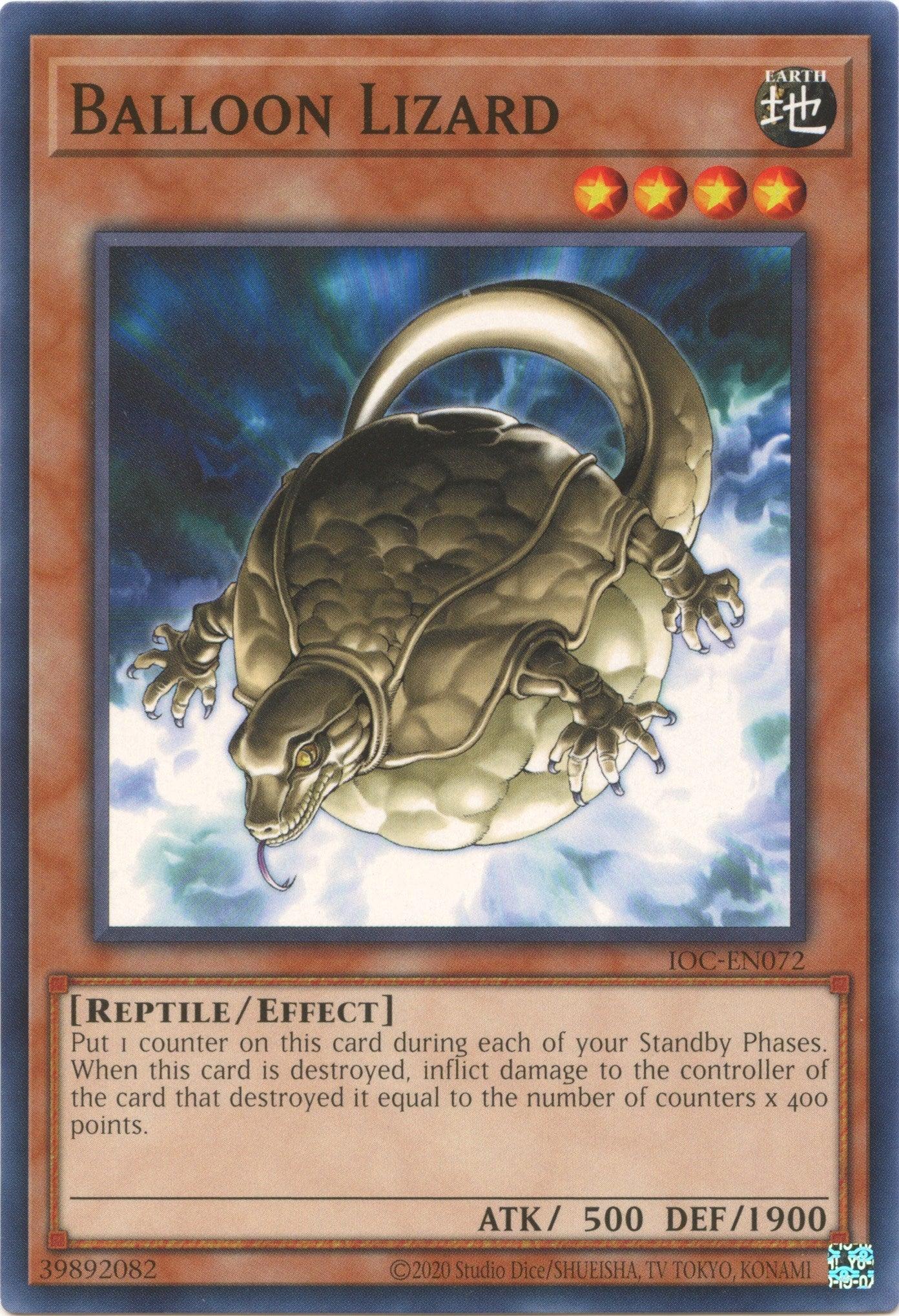 Common, Earth, Effect Monster, Invasion of Chaos (25th Anniversary Edition), Reptile, Unlimited Balloon Lizard (25th Anniversary) [IOC-EN072] Common - Trading Card World