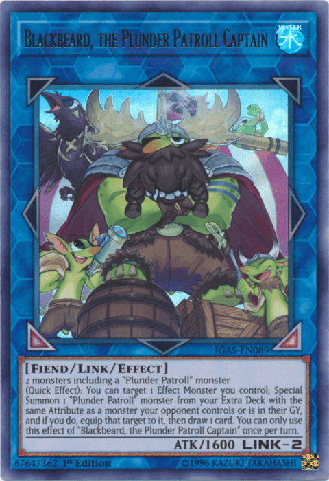 1st Edition, Fiend, Ignition Assault, Link/Effect Monster, Ultra Rare, Unlimited, Water Blackbeard, the Plunder Patroll Captain [IGAS-EN089] Ultra Rare - Trading Card World