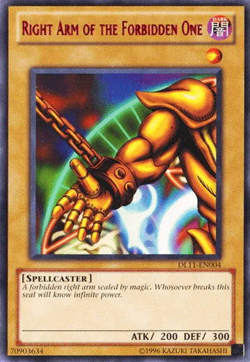 Dark, Duelist League Promo, Normal Monster, Rare, Spellcaster, Unlimited Right Arm of the Forbidden One (Red) [DL11-EN004] Rare - Trading Card World