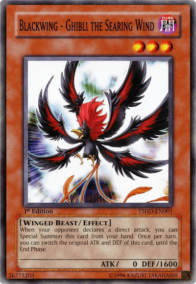 1st Edition, Common, Dark, Effect Monster, The Shining Darkness, Unlimited, Winged Beast Blackwing - Ghibli the Searing Wind [TSHD-EN001] Common - Trading Card World