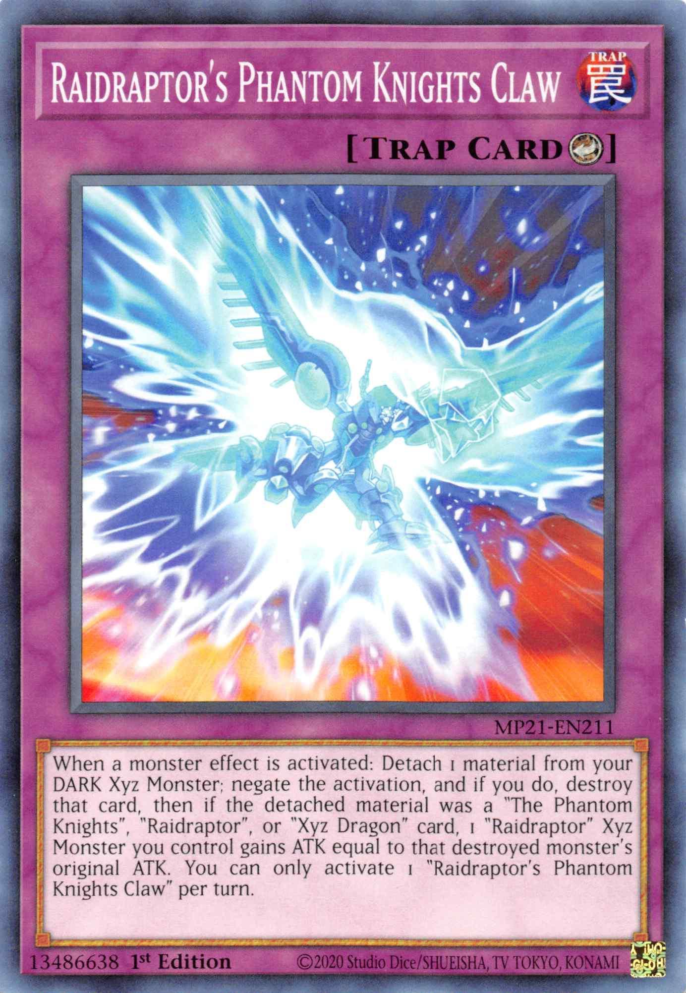 1st Edition, 2021 Tin of Ancient Battles, Common, Counter Trap, Trap Raidraptor's Phantom Knights Claw [MP21-EN211] Common - Trading Card World