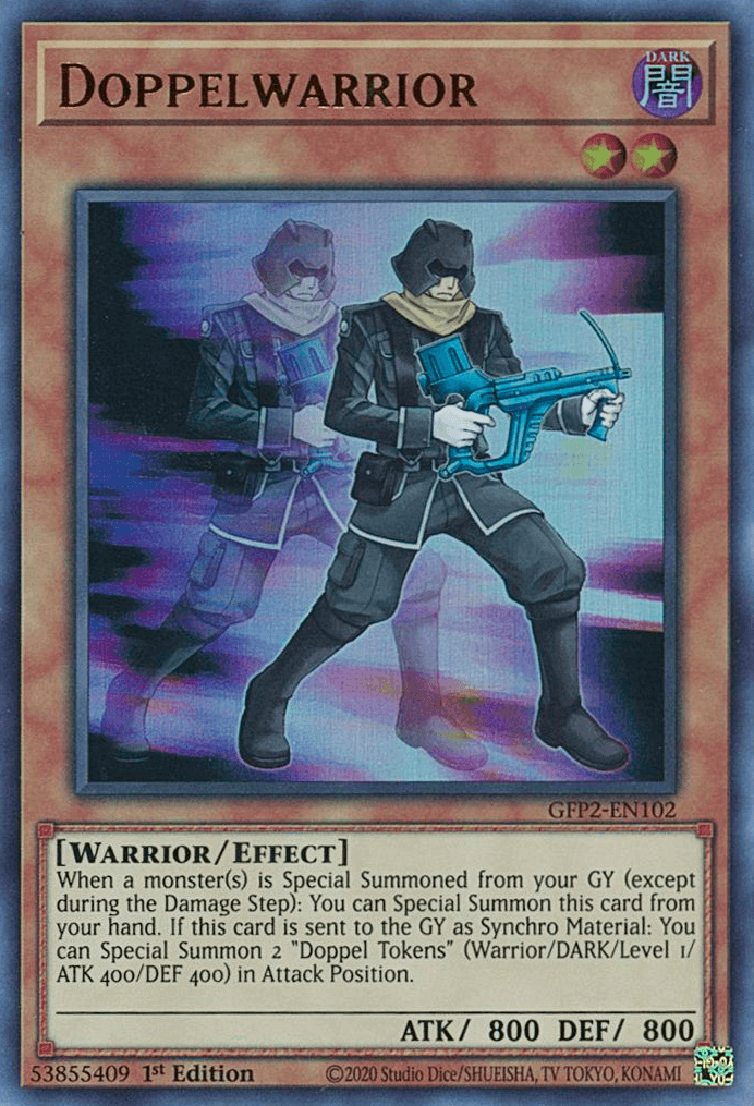 1st Edition, Dark, Effect Monster, Ghosts From the Past: The 2nd Haunting, Ultra Rare, Warrior Doppelwarrior [GFP2-EN102] Ultra Rare - Trading Card World