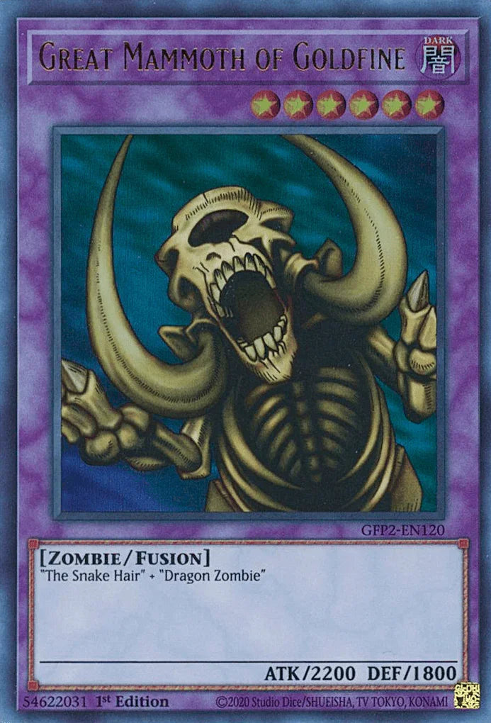 1st Edition, Dark, Fusion Monster, Ghosts From the Past: The 2nd Haunting, Ultra Rare, Zombie Great Mammoth of Goldfine [GFP2-EN120] Ultra Rare - Trading Card World