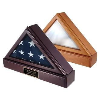 Officers Flag Display Case AND Pedestal for 3ft x5ft Flag, Oak or Cherry