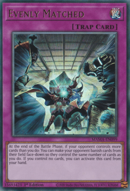 1st Edition, Magnificent Mavens, Normal Trap, Trap, Ultra Rare Evenly Matched [MAMA-EN099] Ultra Rare - Trading Card World