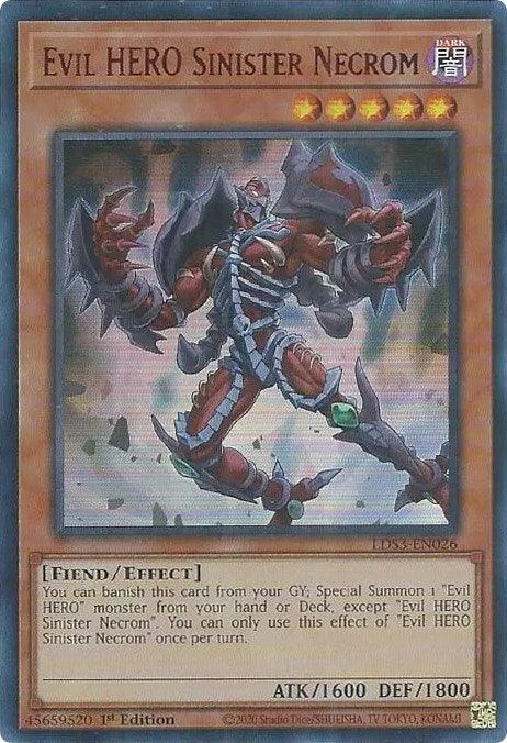 1st Edition, Dark, Effect Monster, Fiend, Legendary Duelists: Season 3, Ultra Rare Evil HERO Sinister Necrom (Red) [LDS3-EN026] Ultra Rare - Trading Card World